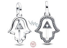 Charm Sterling Silver 925 Mini Medallion Hand of Fatima, Bracelet Pendant Symbol