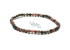 Rhodonite darker elastic bracelet natural stone, 4 mm bead / 19 cm, stone of forgiveness
