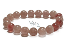 Rose Quartz / Strawberry Quartz Elastic Bracelet Natural Stone, 10 mm Bead / 16 - 17 cm, the Most Perfect Healer