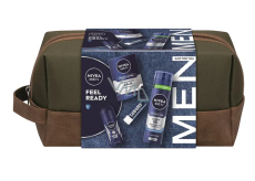 Nivea Men Feel Ready After Shave Balm 100 ml + Nivea Men Protect & Care Shaving Gel 200 ml + Nivea Men Protect & Care Antiperspirant Roll-On 50 ml + Labello Men Active Lip Balm 4.8 g + Cosmetic Bag, Men's Grooming Set