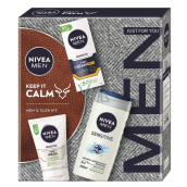 Nivea Men Keep it Calm Sensitive SPF15 face cream 75 ml + Nivea Men Sensitive cleansing gel 100 ml + Nivea Men Sensitive Bamboo Extract shower gel 250 ml, cosmetic set for men