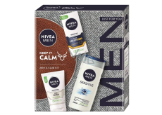 Nivea Men Keep it Calm Sensitive SPF15 face cream 75 ml + Nivea Men Sensitive cleansing gel 100 ml + Nivea Men Sensitive Bamboo Extract shower gel 250 ml, cosmetic set for men