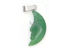 Chalcedony Moon Pendant Natural Stone, Hand-Cut Figurine 2.2 x 10 mm, Stone of Love and Joy