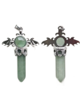 Chalcedony cross made of alloy and natural stone 5.3 x 3.7 x 12 mm, stone of love and joy