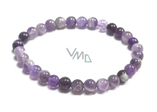 Amethyst bracelet elastic natural stone, 6 mm bead / 16 - 17 cm, stone of kings and bishops