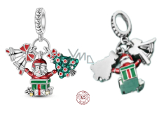 Charm Sterling Silver 925 Christmas 3-in-1 Bells, Santa, Tree, Pendant for Bracelet Christmas
