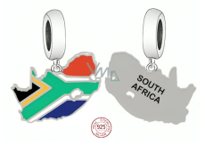 Charm Sterling Silver 925 South Africa Flag - Swinging Map, Travel Bracelet Pendant