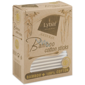 Lybar Original Natural Bamboo vatové tyčinky papírová krabička 200 kusů