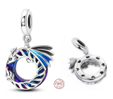 Charm Sterlingové stříbro 925 Drak modrý, korálek na náramek zvíře