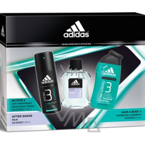 Adidas Ice Effect After Shave Balm 100 ml + Deodorant Spray 150 ml + Shower Gel 250 ml, cosmetic set