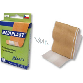 Mediplast Classic textile plaster with pad 6 cm x 1 m