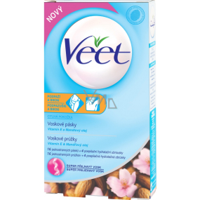 Veet Easy-Gel wax strips for sensitive skin - bikini and armpit 16 pieces + Perfect Finish wipes for final care 3 pieces