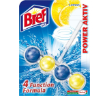 Bref Power Aktiv 4 Formula Lemon toilet block for hygienic cleanliness and freshness of your toilet, colours water 51 g