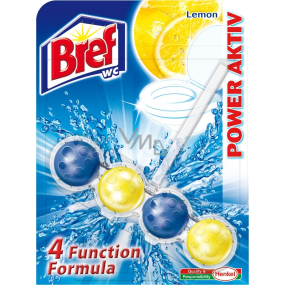 Bref Power Aktiv 4 Formula Lemon toilet block for hygienic cleanliness and freshness of your toilet, colours water 51 g