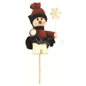 Snowman with snowflake brown figure groove 10 cm + skewers