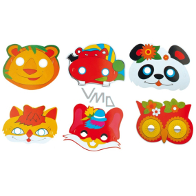 Paper masks on animal rubber, mix suitable for children 6 pieces