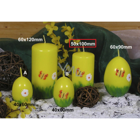 Lima Spring motif candle yellow cylinder 50 x 100 mm 1 piece