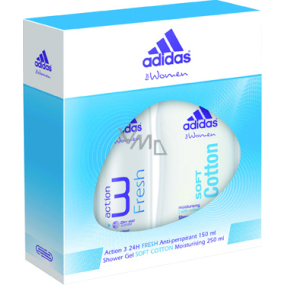 Adidas Action 3 Fresh antiperspirant deodorant spray 150 ml + Soft Cotton shower gel 250 ml, cosmetic set