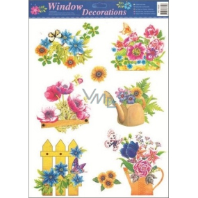 Window foil without glue garden colorful butterflies with flowers 42 x 30 cm