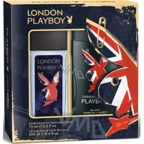 Playboy London perfumed deodorant glass for men 75 ml + shower gel 250 ml, cosmetic set