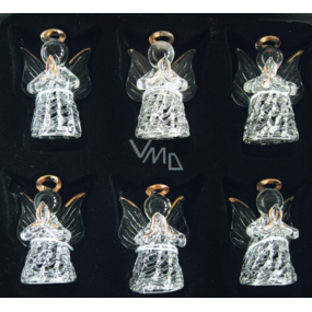 Angels made of glass set of 6 pieces of curly skirt 5 cm