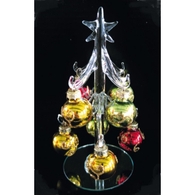 Glass sapling with colored ornaments 15 cm