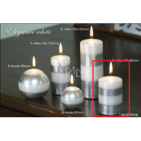 Lima Elegance White candle silver cylinder 60 x 90 mm 1 piece
