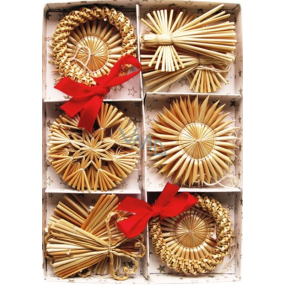 Straw ornaments in a box of 20 pieces