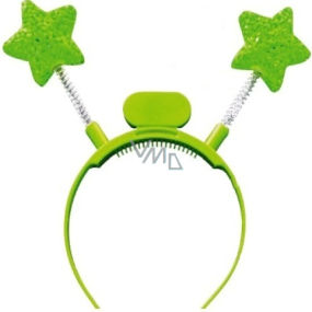 Shining headband with LED stars green 1 piece