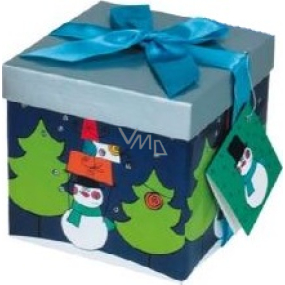 Angel Folding gift box with ribbon Christmas dark blue with blue ribbon 1371 S 13 x 13 x 13 cm 1 piece