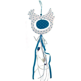 Large wooden blue hen with blue polka dots 50 cm