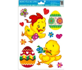 Window foil without glue Easter two chickens and two eggs 30 x 20 cm