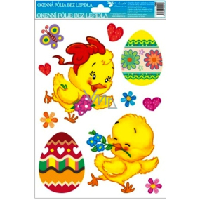 Window foil without glue Easter two chickens and two eggs 30 x 20 cm