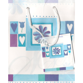 Nekupto Gift paper bag 14 x 11 x 6.5 cm Blue-white, 087 KAS