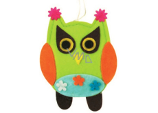 Felt owl with flowers 10 cm