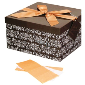 Angel Folding gift box with ribbon brown with white ornament 25 x 25 x 14.5 cm