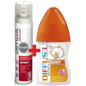 Diffusil Repellent Basic repellent for repelling mosquitoes, ticks and flies fly 200 ml + Diffusil Baby repellent 100 ml