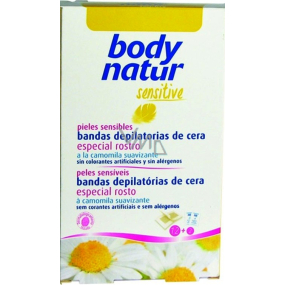 Body Natur Sensitive Chamomile and Vitamin E epilation wax bands for face 12 pieces + post-depilation wipes 2 pieces