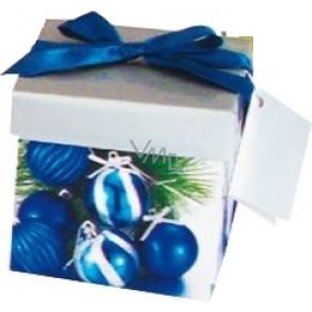 Angel Folding gift box with ribbon Christmas silver with blue ribbon 1370 XS 10 x 10 x 10 cm 1 piece