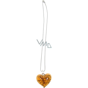 Silver necklace with glass orange heart 45 cm