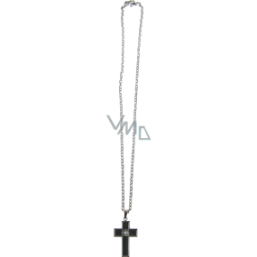 Necklace made of surgical steel silver with a pendant cross 50 cm