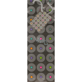 Nekupto Gift paper bag for bottle 33 x 10 x 9 cm Gray with colored circles 857 02 ALH