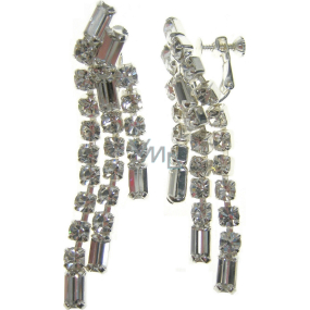 Silver strass earrings 7 x 1,5 cm 1 pair