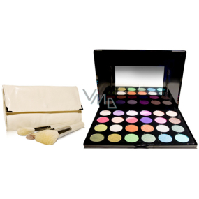 Be Chic! Playful Colors cosmetic eyeshadow palette 24 color shades + Pearle Miracle set of cosmetic brushes 10 pieces