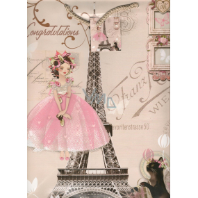 Nekupto Gift paper bag 32.5 x 26 x 13 cm Little girl in a pink dress