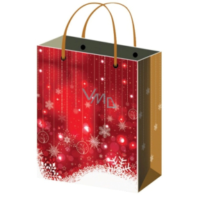 Anděl Gift paper bag 45.5 x 33 x 10.5 cm red, white snowflakes XL