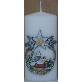 Lima Landscape relief candle white cylinder 60 x 120 mm
