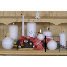 Lima Alfa Frosty effect candle white ball 80 mm 1 piece