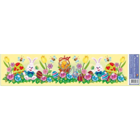 Window foil without glue Easter yellow stripe 2 bunnies and 1 chick 64 x 15 cm