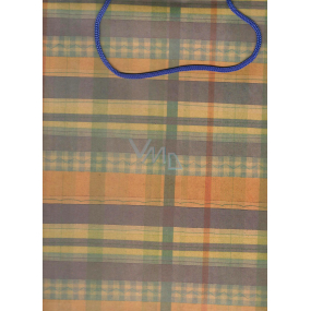 Nekupto Gift paper bag 36.5 x 28 x 10 cm Orange-brown-green checkered, 341 KCL